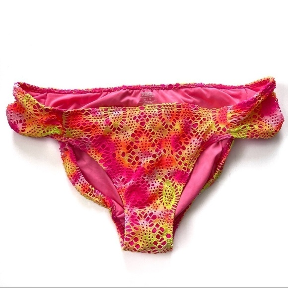 VS PINK Neon Crochet Look Bikini Bottom Size M - Picture 1 of 6